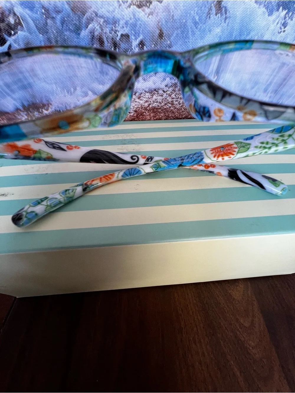 Blue Floral-Pattern Women’s Reading Glasses +2.50